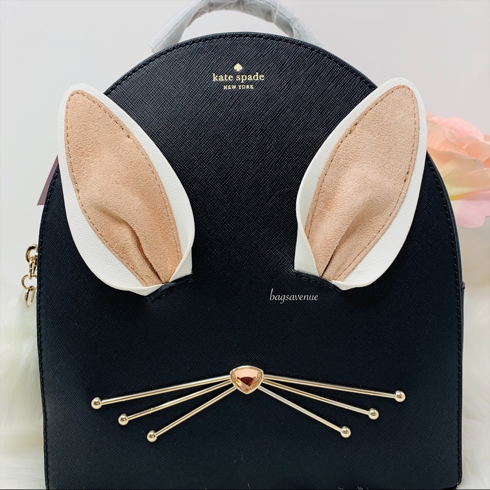 Rabbit sammi backpack bunny black Kate Spade white - Picture 7 of 8